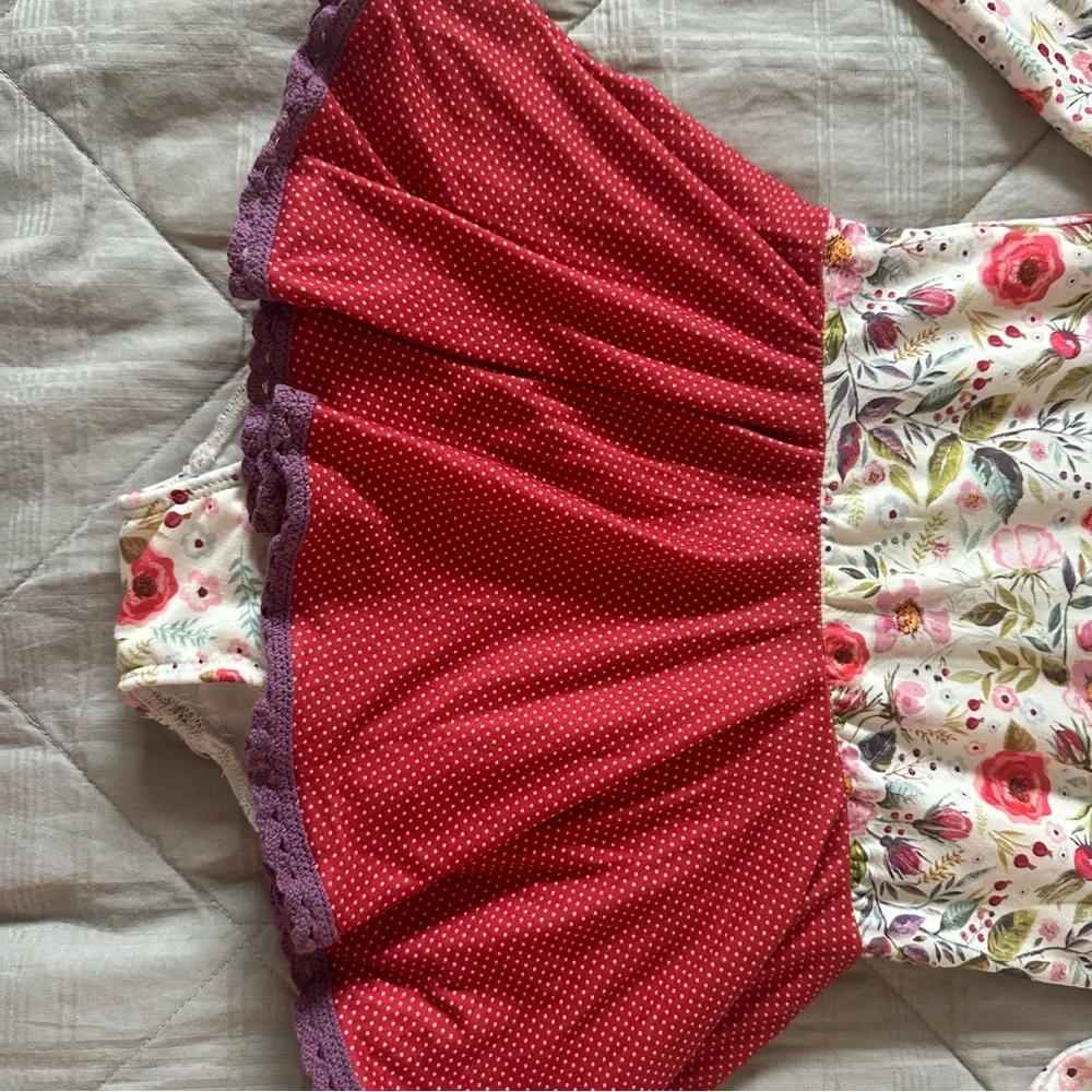 Cheeky Plum Floral Leotard with Red and Purple Accents- 5T - Picture 2 of 9